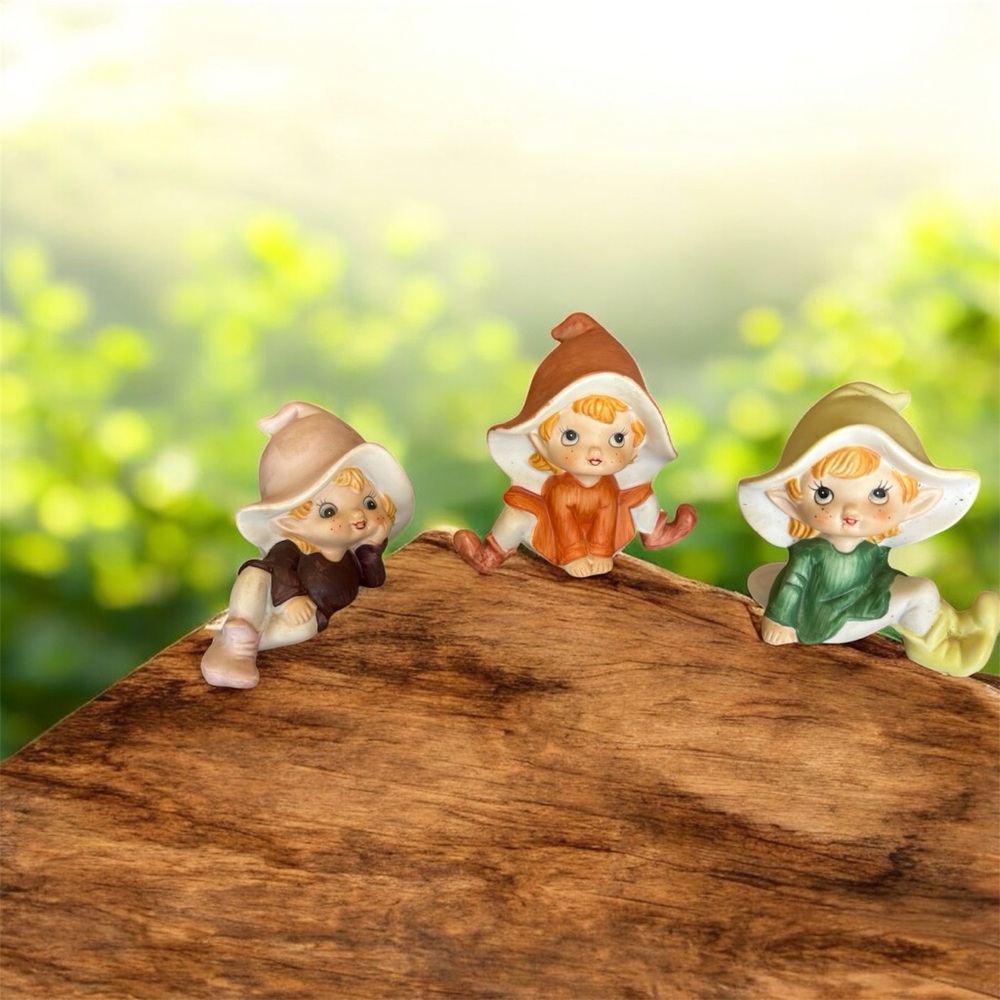 Homco Pixie Elves 5213 Set of 3 Charming Elf Figurines Set
